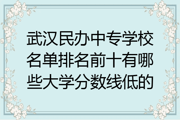 武汉民办中专学校名单排名前十有哪些大学分数线低的