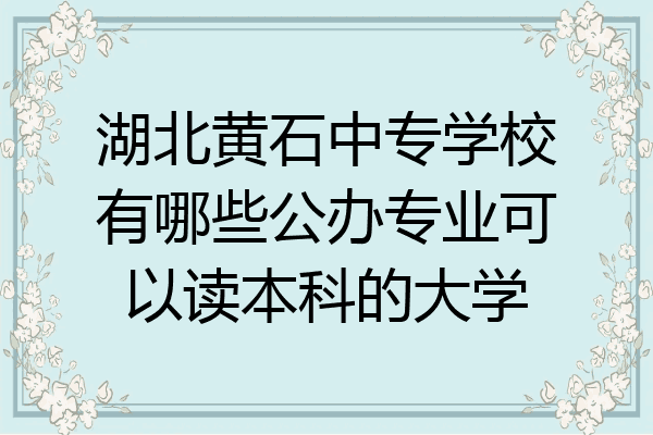 湖北黄石中专学校有哪些公办专业可以读本科的大学