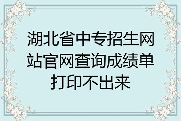 湖北省中专招生网站官网查询成绩单打印不出来