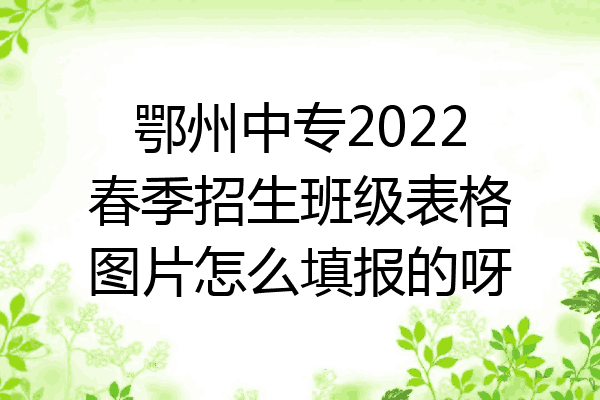 鄂州中专2022春季招生班级表格图片怎么填报的呀