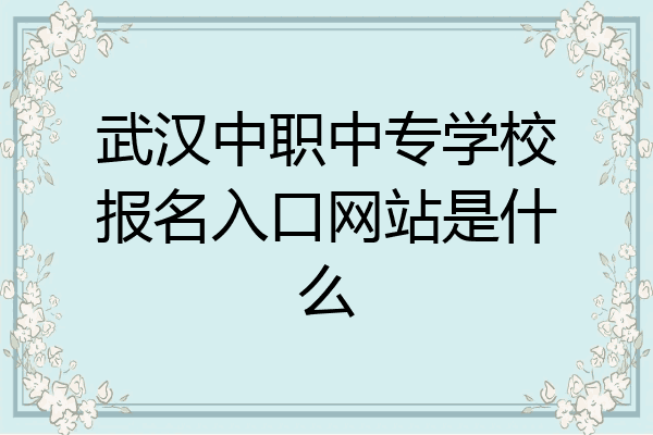 武汉中职中专学校报名入口网站是什么
