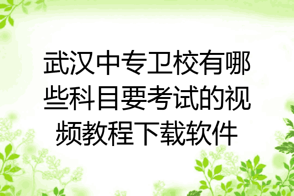 武汉中专卫校有哪些科目要考试的视频教程下载软件