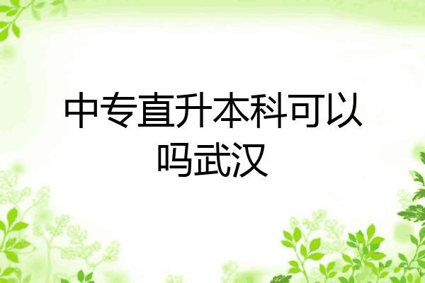 中专直升本科可以吗武汉
