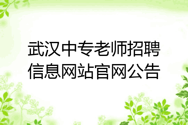 武汉中专老师招聘信息网站官网公告