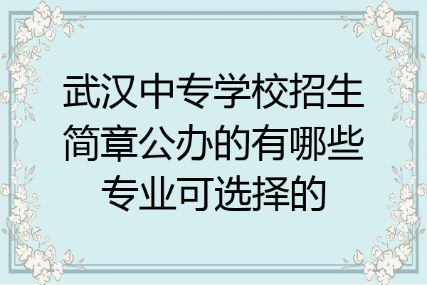 武汉中专学校招生简章公办的有哪些专业可选择的