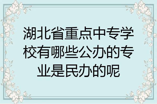 湖北省重点中专学校有哪些公办的专业是民办的呢