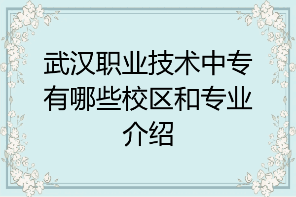 武汉职业技术中专有哪些校区和专业介绍