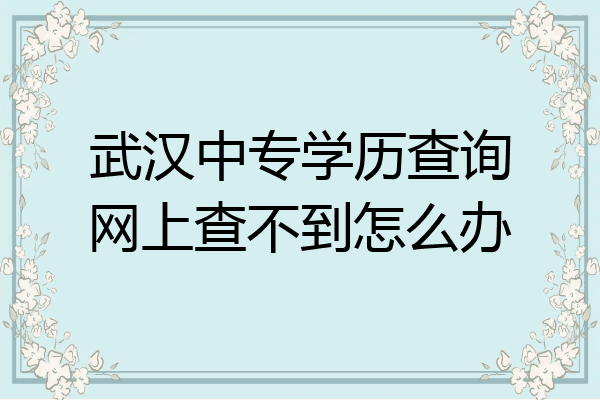 武汉中专学历查询网上查不到怎么办