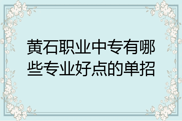 黄石职业中专有哪些专业好点的单招