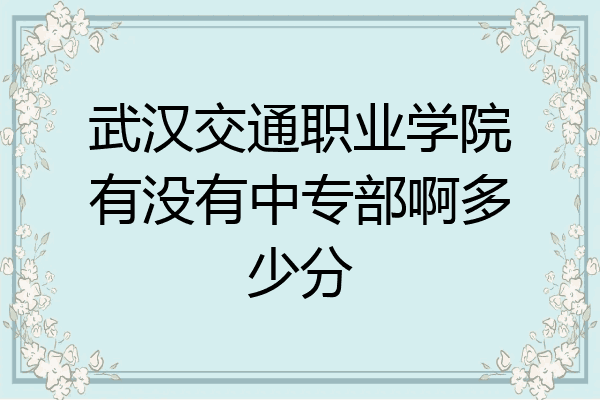 武汉交通职业学院有没有中专部啊多少分