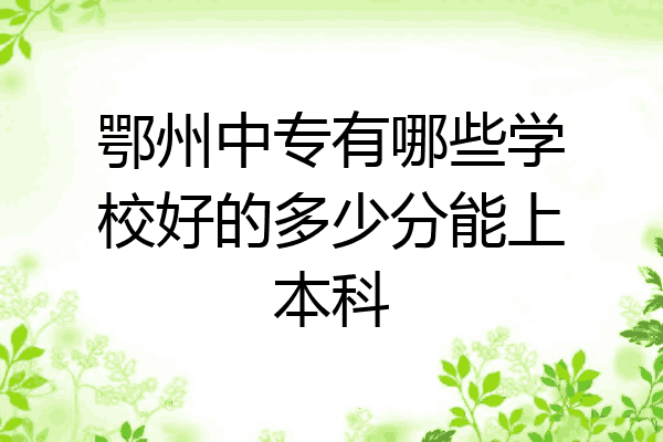 鄂州中专有哪些学校好的多少分能上本科