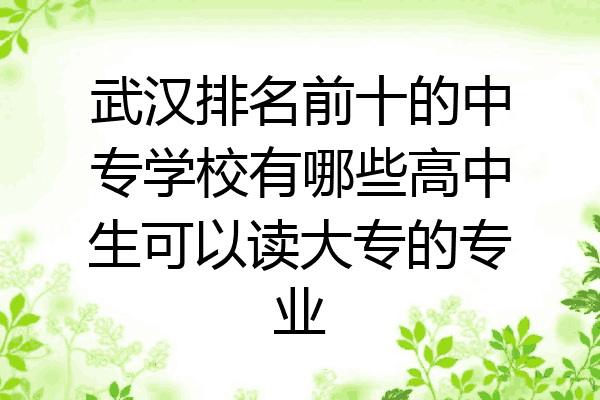 武汉排名前十的中专学校有哪些高中生可以读大专的专业