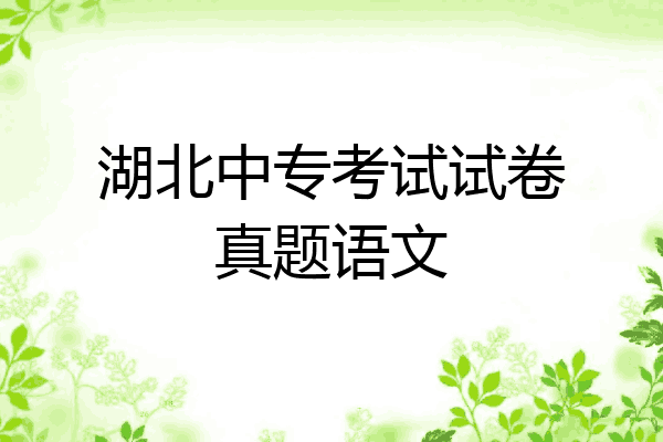 湖北中专考试试卷真题语文