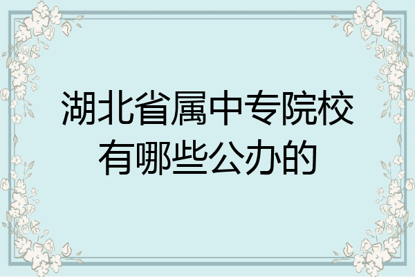 湖北省属中专院校有哪些公办的