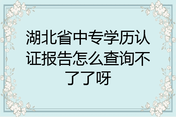 湖北省中专学历认证报告怎么查询不了了呀