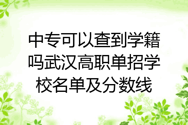 中专可以查到学籍吗武汉高职单招学校名单及分数线