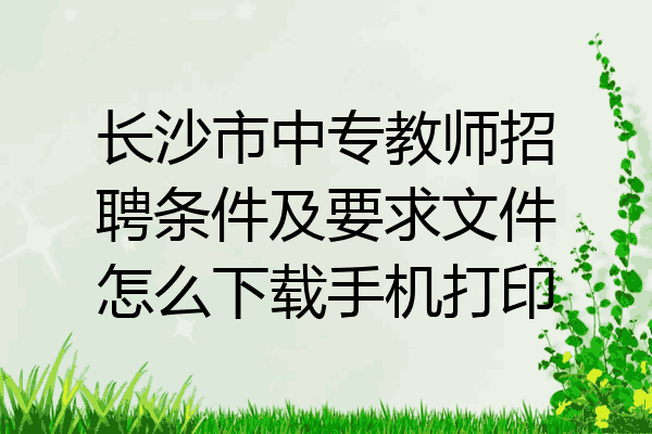 长沙市中专教师招聘条件及要求文件怎么下载手机打印