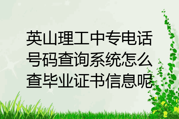 英山理工中专电话号码查询系统怎么查毕业证书信息呢