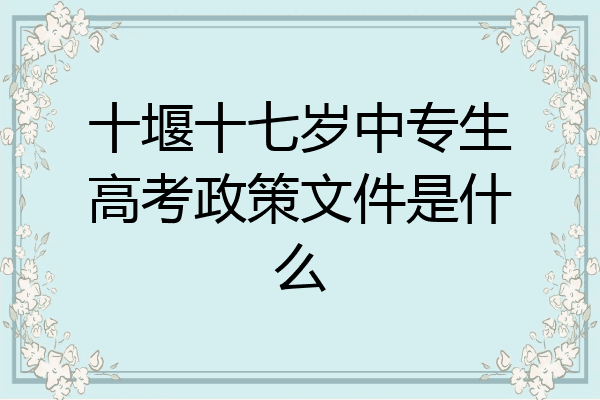 十堰十七岁中专生高考政策文件是什么