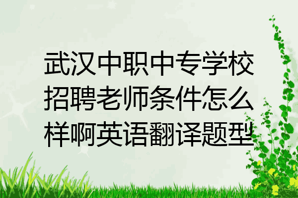 武汉中职中专学校招聘老师条件怎么样啊英语翻译题型