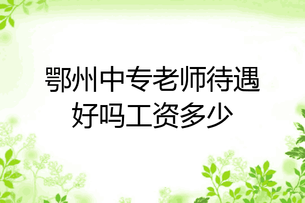 鄂州中专老师待遇好吗工资多少