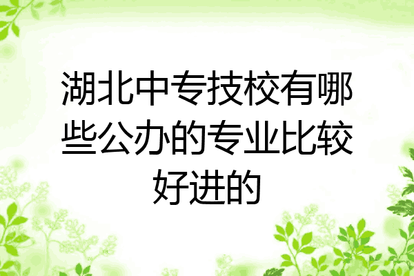 湖北中专技校有哪些公办的专业比较好进的