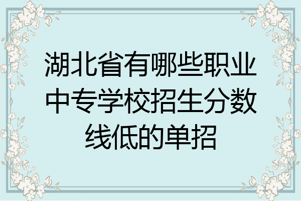 湖北省有哪些职业中专学校招生分数线低的单招
