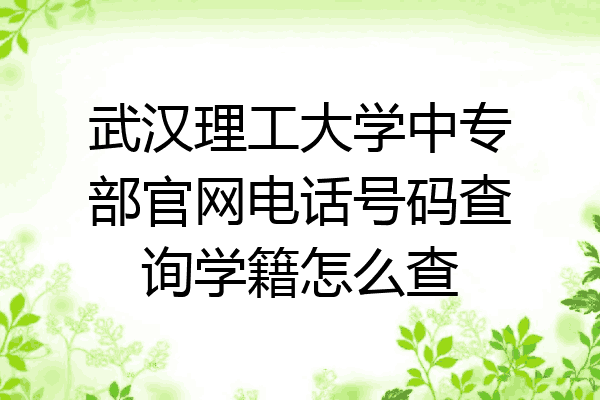 武汉理工大学中专部官网电话号码查询学籍怎么查