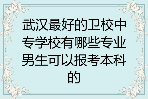 武汉最好的卫校中专学校有哪些专业男生可以报考本科的