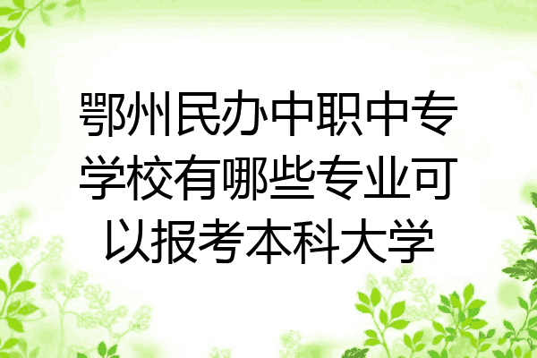 鄂州民办中职中专学校有哪些专业可以报考本科大学