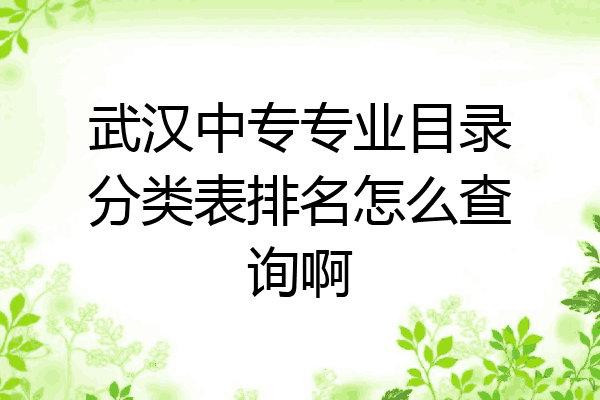 武汉中专专业目录分类表排名怎么查询啊
