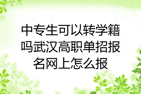 中专生可以转学籍吗武汉高职单招报名网上怎么报