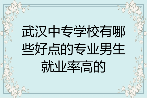 武汉中专学校有哪些好点的专业男生就业率高的