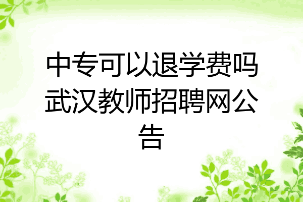 中专可以退学费吗武汉教师招聘网公告