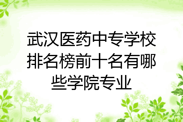 武汉医药中专学校排名榜前十名有哪些学院专业