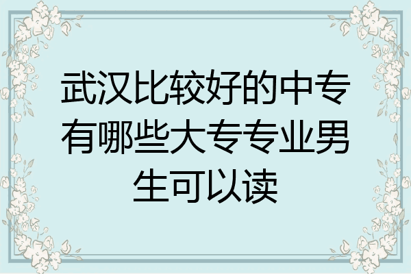 武汉比较好的中专有哪些大专专业男生可以读