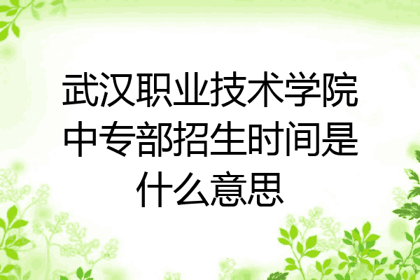 武汉职业技术学院中专部招生时间是什么意思