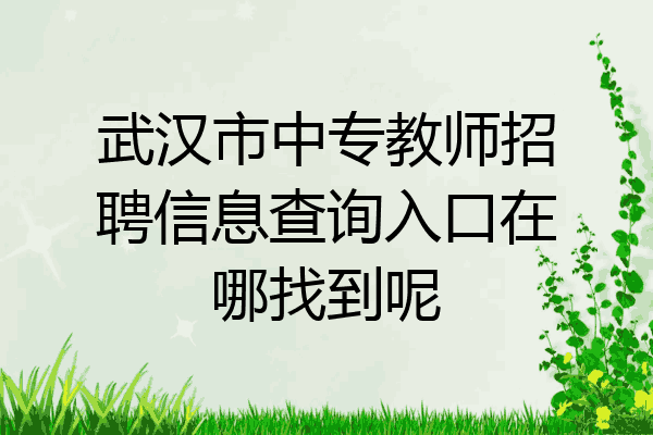 武汉市中专教师招聘信息查询入口在哪找到呢