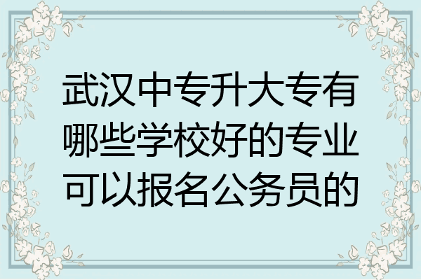 武汉中专升大专有哪些学校好的专业可以报名公务员的