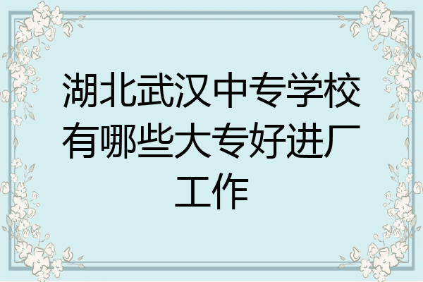 湖北武汉中专学校有哪些大专好进厂工作