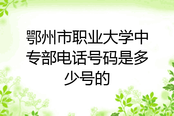 鄂州市职业大学中专部电话号码是多少号的