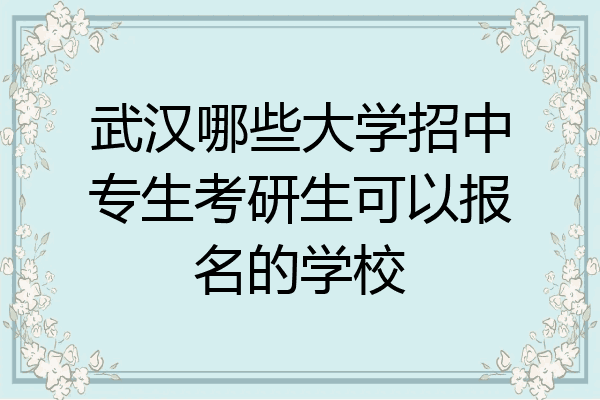 武汉哪些大学招中专生考研生可以报名的学校