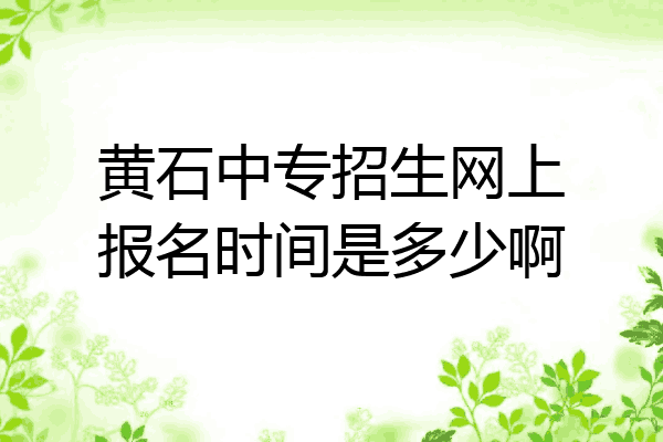 黄石中专招生网上报名时间是多少啊