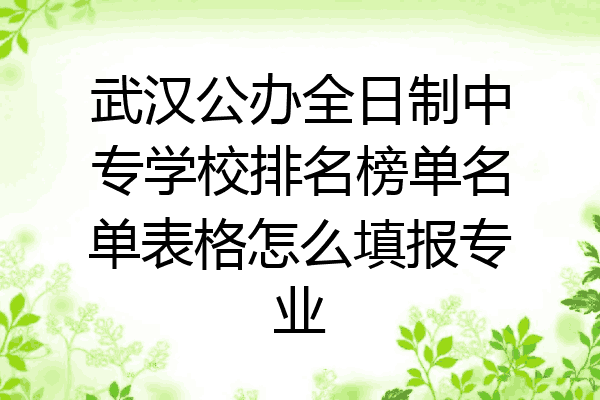 武汉公办全日制中专学校排名榜单名单表格怎么填报专业