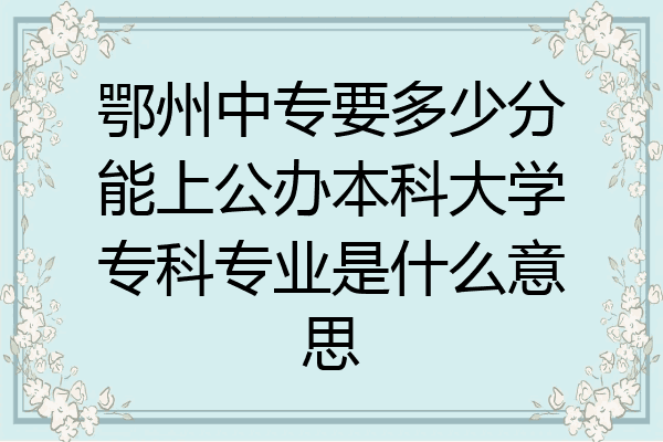 鄂州中专要多少分能上公办本科大学专科专业是什么意思