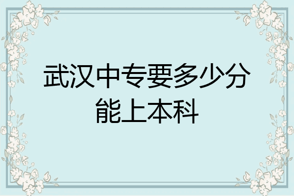 武汉中专要多少分能上本科