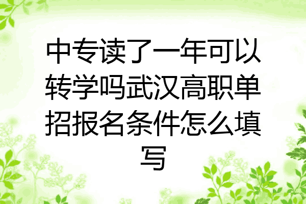 中专读了一年可以转学吗武汉高职单招报名条件怎么填写