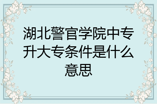 湖北警官学院中专升大专条件是什么意思
