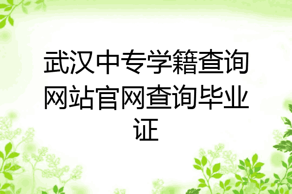 武汉中专学籍查询网站官网查询毕业证