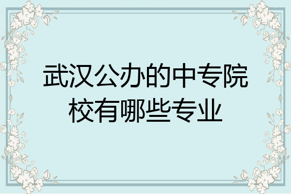 武汉公办的中专院校有哪些专业